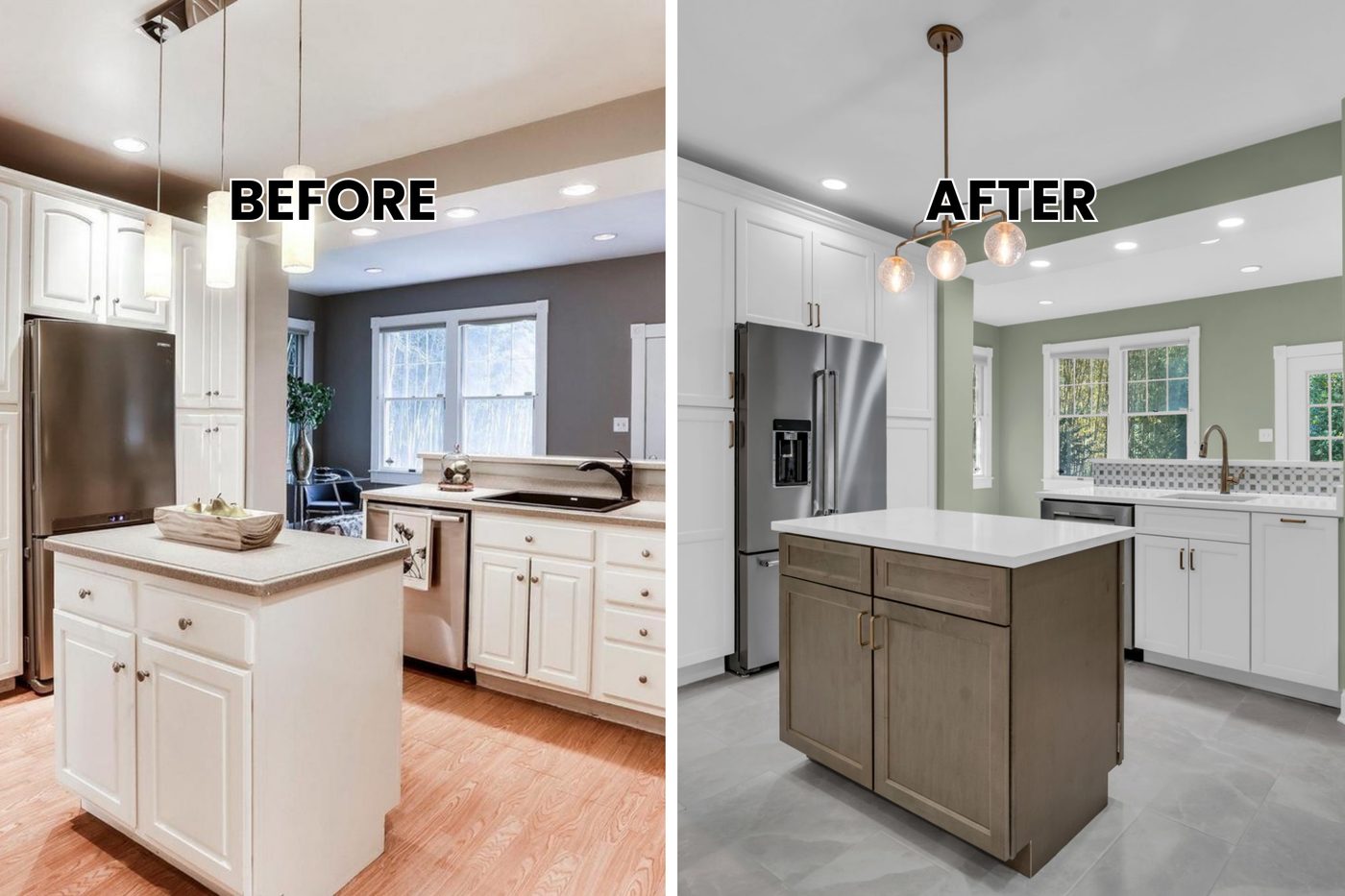 Before and after: Complete kitchen overhaul with new cabinets, countertops, and flooring