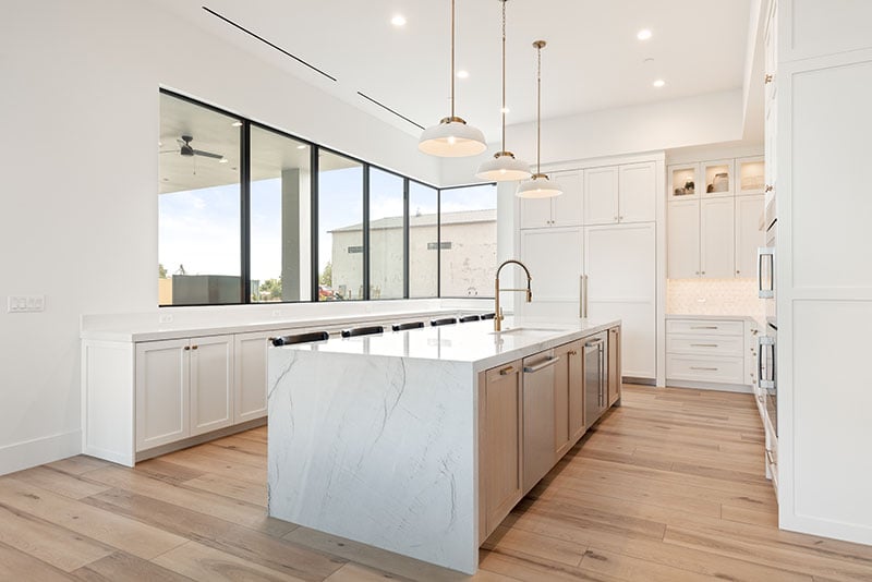 White shaker kitchen cabinetry showroom