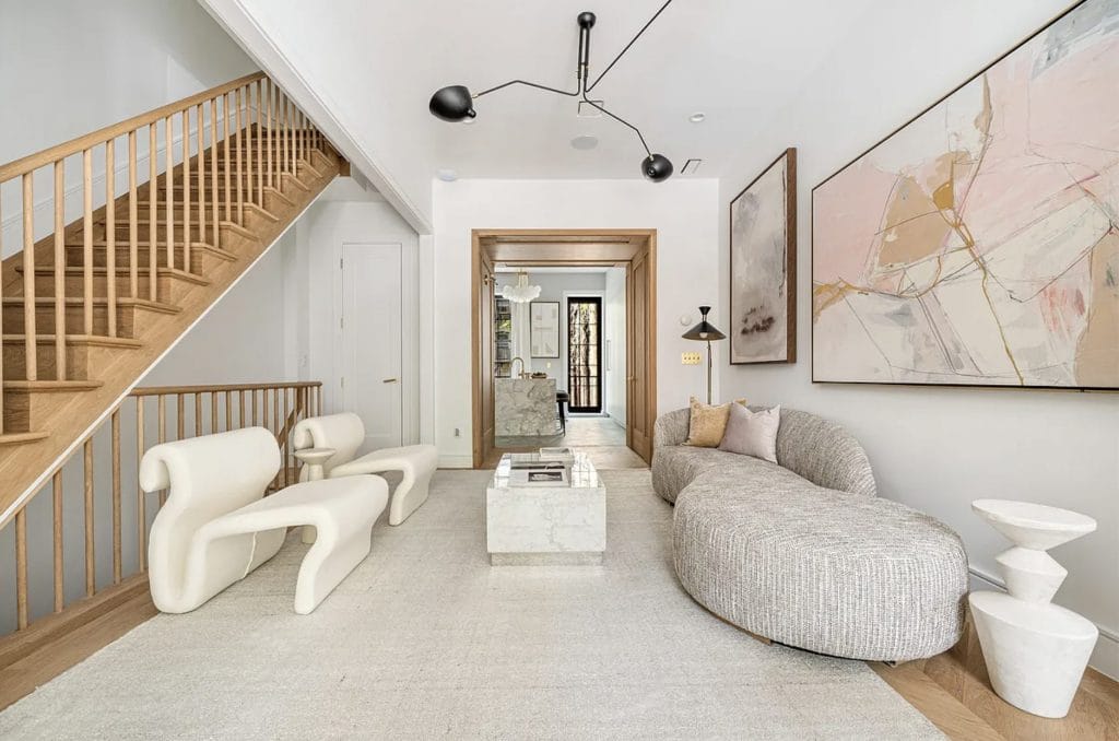 Contemporary living room with updated lighting