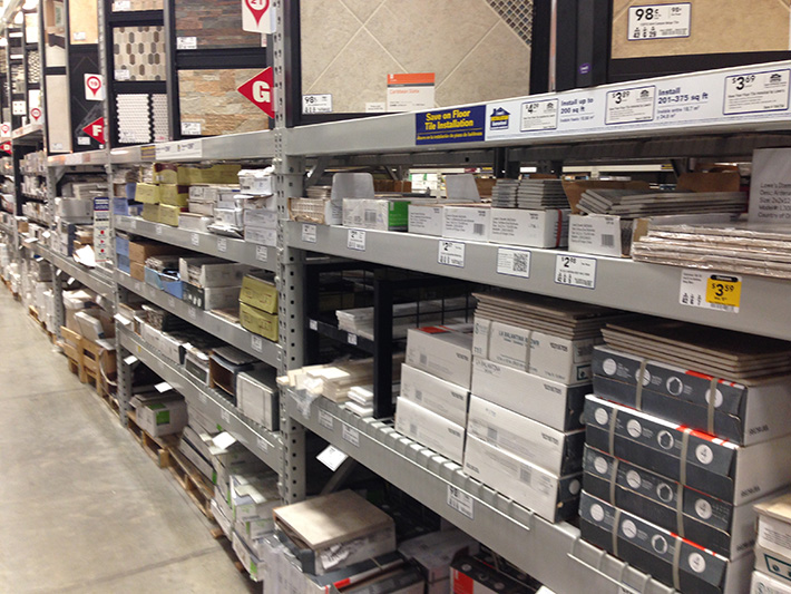 Stone and tile samples at supplier showroom